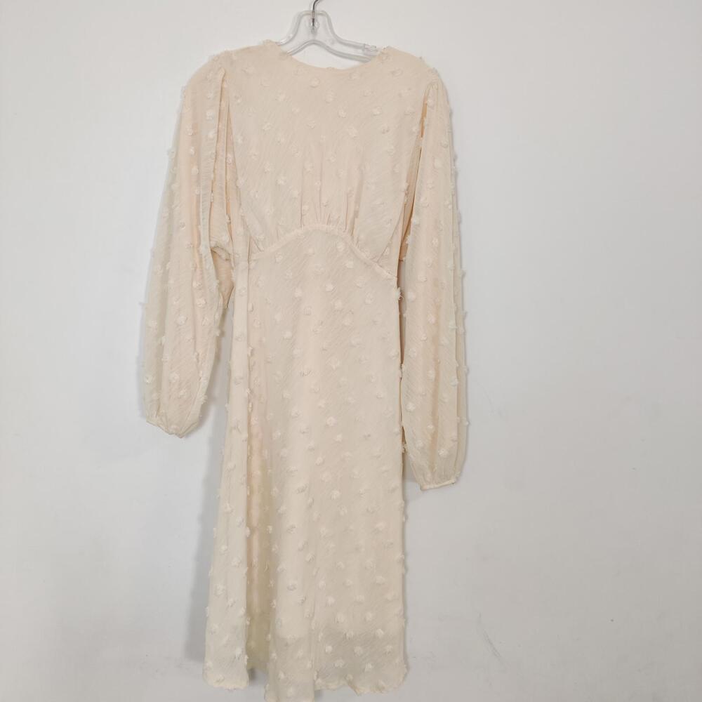 Chicwish Cream Swiss Dot Long Sleeve Midi Dress Women’s Small Old Money Feminine